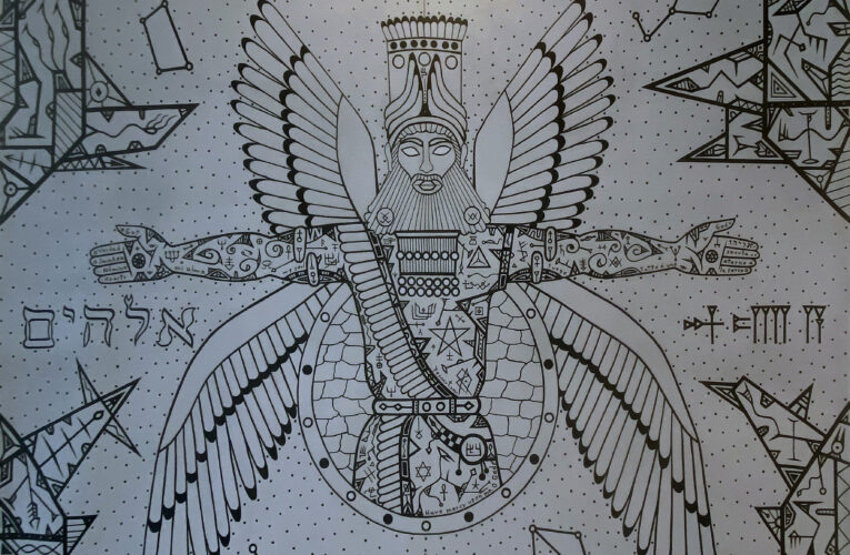 “Anunnaki (Enki)” Acrílico / lienzo. 200 x 200 cm. 2021.